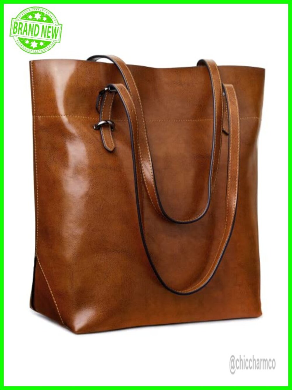 Vintage Waxed Genuine Leather Tote Shoulder Bag Large Capacity Work